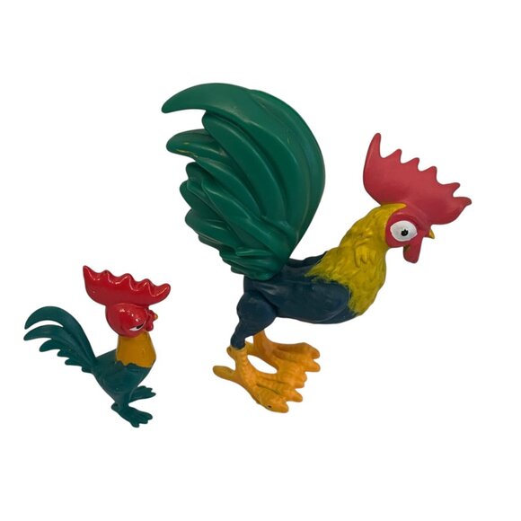 Vintage Colorful Rooster Figurines Set Of 2 Farmhouse Decor Collectibles 3.75" - Picture 1 of 6